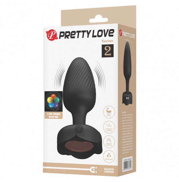 Pretty Love - Varian RGB Light Vibrating Anal Plug (Chargeable - Black)